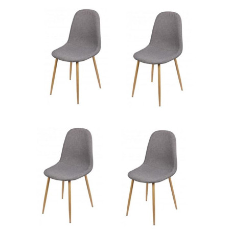 Lot de 4 chaises en tissu "Oslo" - Gris foncé - L 54 x l 45 x H 87 cm