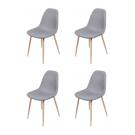 Lot de 4 chaises en tissu "Oslo" - Gris clair - L 54 x l 45 x H 87 cm