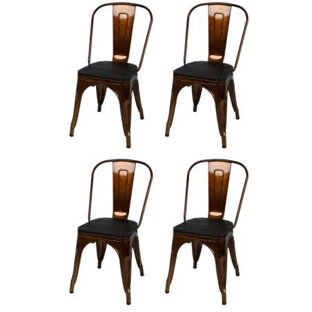 Lot de 4 chaises en métal "Liv" - Marron mate - L 36 x l 45 x H 84 cm
