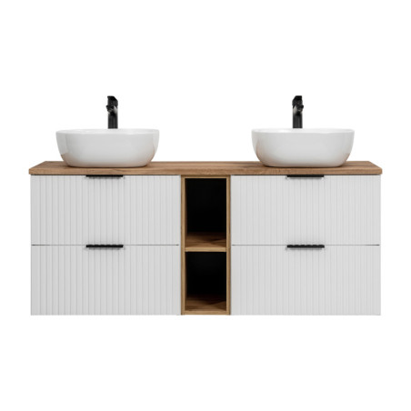 Ensemble meuble vasques à poser + 1 éléments - 140 cm - Georgia White