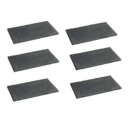 Lot de 6 assiettes en ardoise - Gris - L 22 x l 14 cm