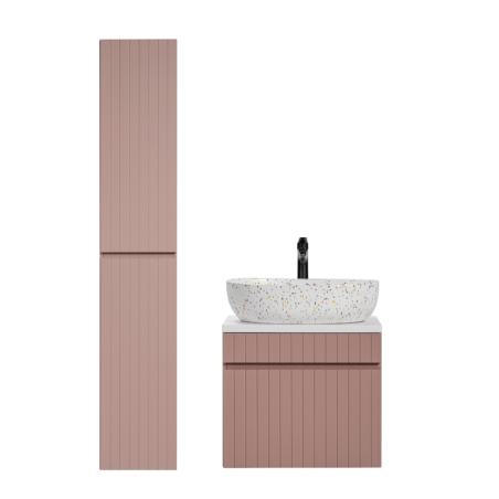 Ensemble meuble vasque à poser + colonne - 60 cm - Emblematic Rose