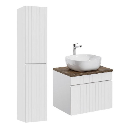 Ensemble meuble vasque à poser + colonne + 60 cm - Emblematic White