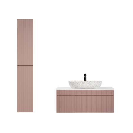 Ensemble meuble vasque à poser + colonne - 100 cm - Emblematic Rose