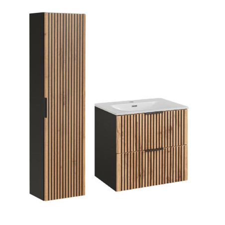 Ensemble meuble vasque à encastrer 60 cm + colonne Sylve Black Wotan