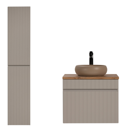 Ensemble meuble vasque à poser + colonne - 60 cm - Emblematic Cashmere
