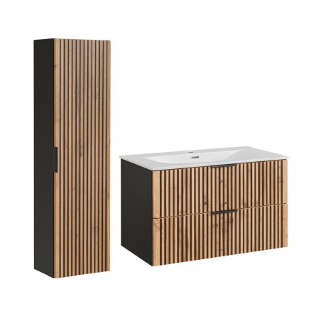 Ensemble meuble vasque à encastrer 100 cm + colonne Sylve Black Wotan