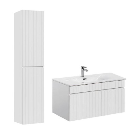 Ensemble meuble vasque à encastrer + colonne + 100 cm - Emblematic White