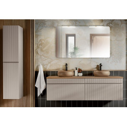 Meuble salle de bain 90 cm ROMY blanc + miroir led 90 cm x 80 cm