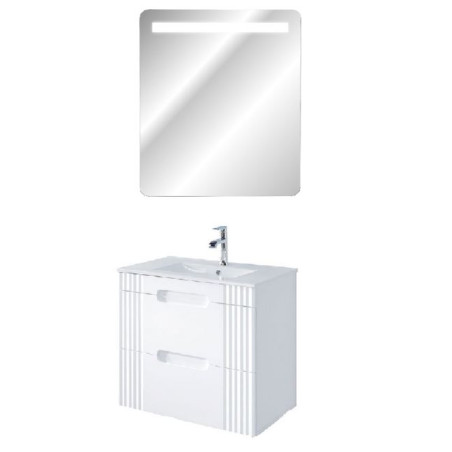 Meuble vasque à encastrer 60 cm + miroir LED Oceanie White