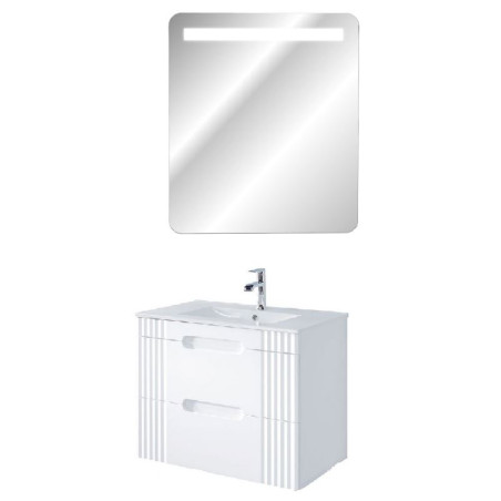 Meuble vasque à encastrer 80 cm + miroir LED Oceanie White