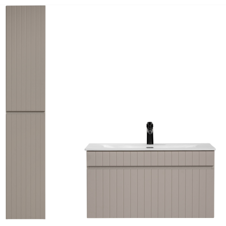 Ensemble meuble vasque à encastrer + colonne - 80 cm Emblematic Cashmere