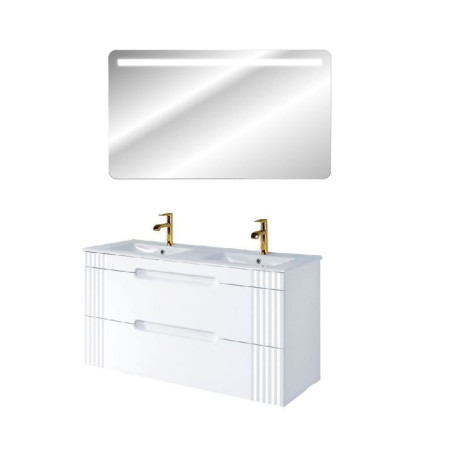 Meuble vasque à encastrer 120 cm + miroir LED Oceanie White