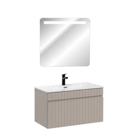 Meuble vasque à encastrer + miroir LED - 100 cm - Emblematic Cashmere