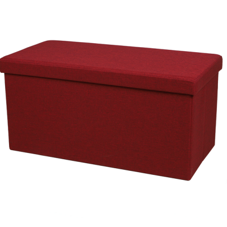 Banc de rangement pliable en tissu "Kube" - Rouge - L 76 x P 38 x H 38 cm