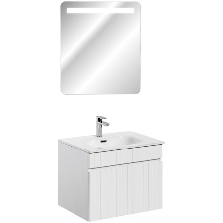 meuble vasque à poser + miroir LED - 60 cm - Emblematic White