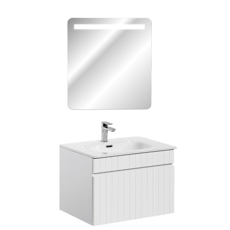 meuble vasque à encastrer + miroir LED - 100 cm - Emblematic White
