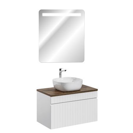 meuble vasque à poser + miroir LED - 80 cm - Emblematic White