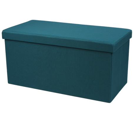 Banc de rangement pliable en tissu "Kube" - Bleu - L 76 x P 38 x H 38 cm