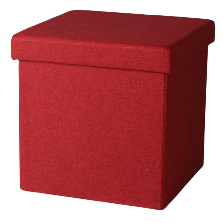 Pouf de rangement pliable en tissu "Kube" - Rouge - L 38 x P 38 x H 38 cm