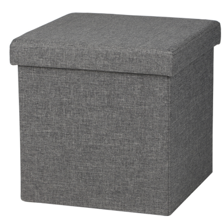 Pouf de rangement pliable en tissu "Kube" - Gris foncé - L 38 x P 38 x H 38 cm