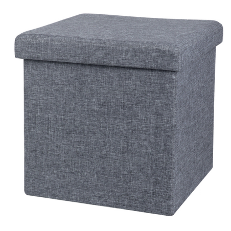 Pouf de rangement pliable en tissu "Kube" - Gris - L 38 x P 38 x H 38 cm