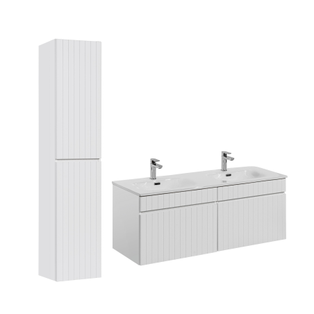 Ensemble meubles double vasques à encastrer avec colonne - 120 cm - Emblematic White