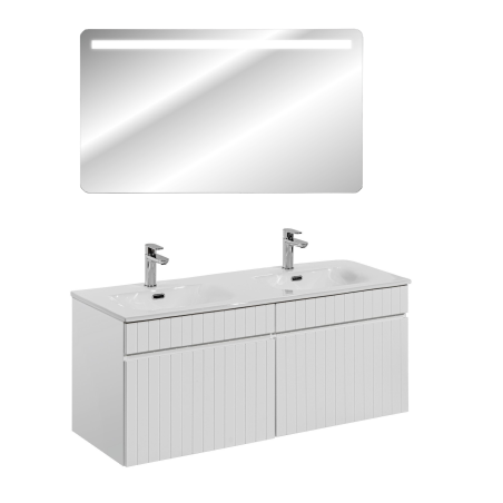 Ensemble meubles double vasques à encastrer avec miroir - 120 cm - Emblematic White