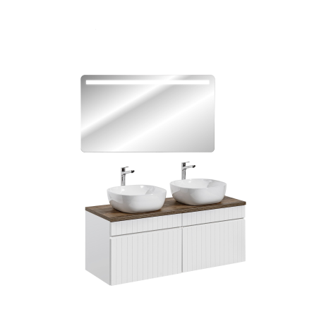 Ensemble meubles double vasques à poser avec miroir - 160 cm - Emblematic White