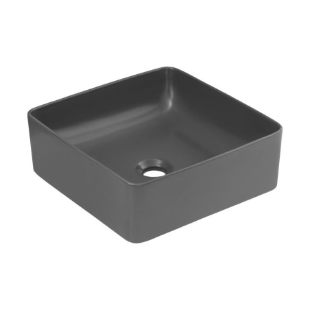 Vasque à poser en céramique - Gris mat - 37 x 37 x H 13 cm