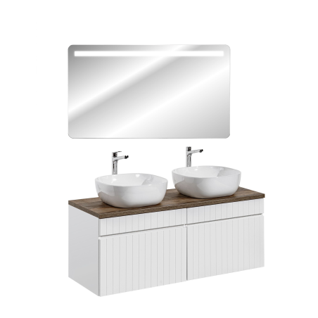 Ensemble meubles double vasques à poser avec miroirs - 120 cm - Emblematic White