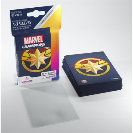 GG - Marvel Champions - Paquet de 50 protèges cartes Captain Marvel - Transparent