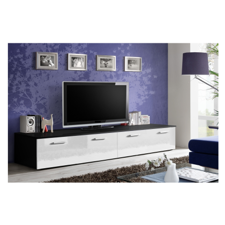 Banc TV - DUO - 200 cm x 35 cm x 45 cm - Noir et blanc