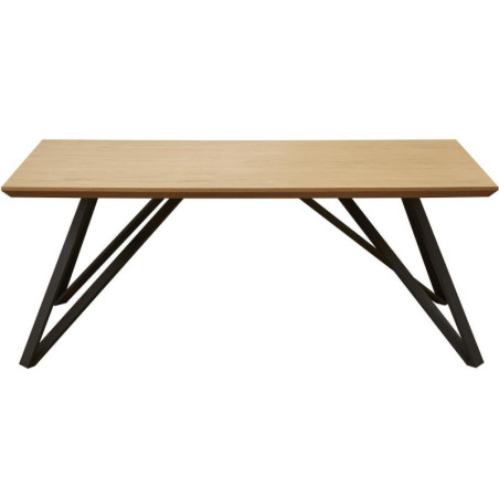 Table basse "St Moritz" en bois massif et métal - Noir/beige - L 120 x P 60 x H 46 cm