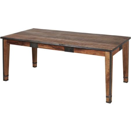 Table à manger "Bengale" en bois massif - 8 couverts - Marron - L 180 x P 90 x H 77 cm