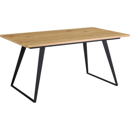 Table à manger "Karina" en bois et métal - 6 couverts - Beige - L 160 x P 90 x H 76 cm