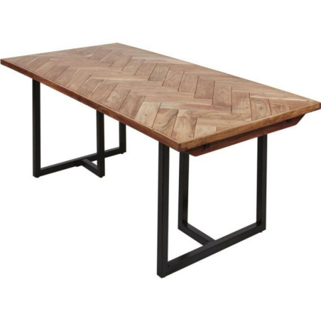 Table à manger "Hamilton" en bois massif - 10 couverts - Marron - L 180 x P 90 x H 76 cm