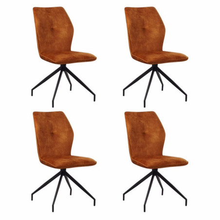 Lot de 4 chaises pivotantes "Jules" en velours et métal - Terracotta - H 92 x L 60 x P 49 cm