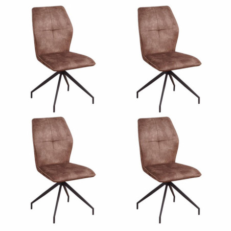 Lot de 4 chaises pivotantes "Jules" en velours et métal - Taupe - H 92 x L 60 x P 49 cm
