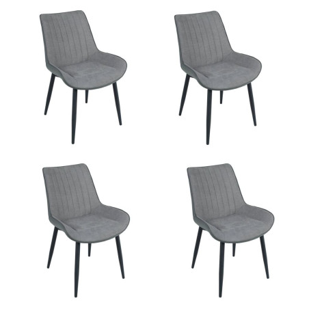 Lot de 4 chaises "St Moritz" - Gris - H 87 x L 54 x P 60 cm