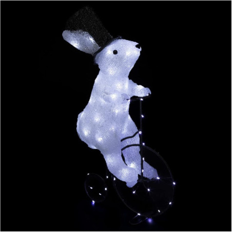 Décoration lumineuse d'extérieur de Noël - Lapin sur vélo - L 28 x P 13,5 x H 52 cm