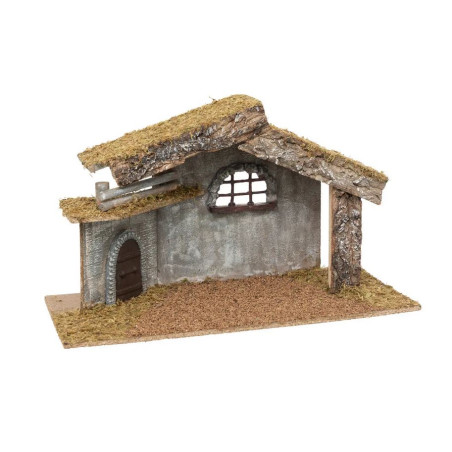 Crèche de Noël vide en bois et résine - Marron - L 50 x P 22 x H 30 cm