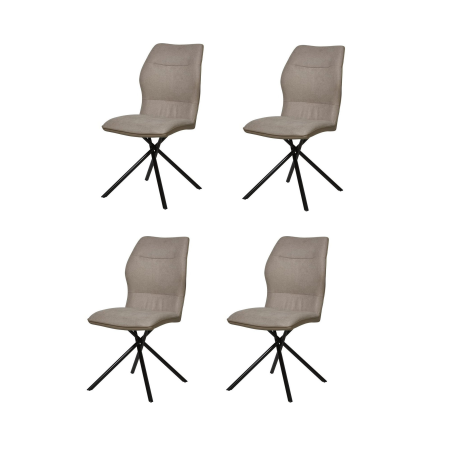 Lot de 4 chaises "Mikado" en tissu et métal - Beige - H 92 x L 78 x P 66 cm