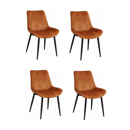 Lot de 4 chaises "Val Thorens" en velours et métal - Terracotta - H 86 x L 61,5 x P 55 cm