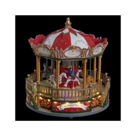 Village de Noël lumineux carrousel - Multicolore - D 22,5 x H 23,5 cm