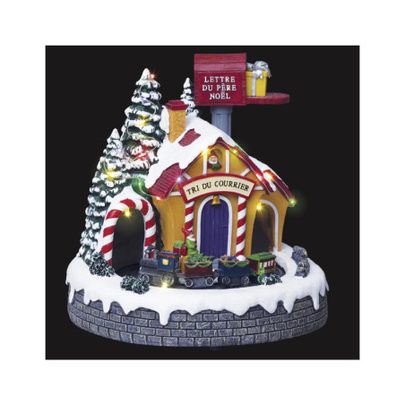 Village de Noël lumineux poste du Père Noël - Multicolore - D 20 x H 21 cm