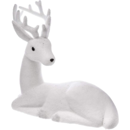 Décoration de Noël de rêne couché - Blanc - L 49 x P 28 x H 57 cm
