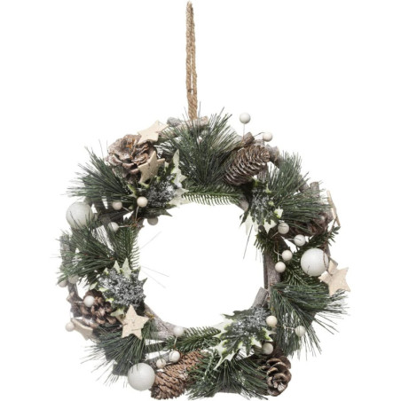 Couronne décorative de Noël - Vert/Blanc- D 32 cm