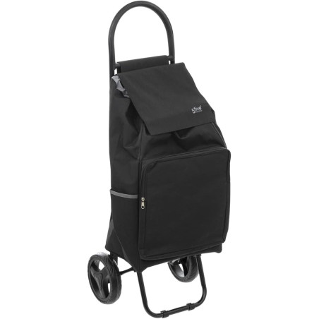 Chariot de courses avec poche isotherme - 51L - Noir - L 34 x P 30 x H 95 cm.