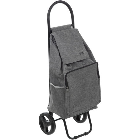 Chariot de courses avec poche isotherme - 51L - Gris - L 34 x P 30 x H 95 cm.